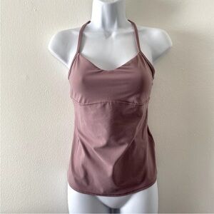 Athleta Tank Top Womens Small Flora Mauve Vinyasa Support Y Strap Shelf Bra